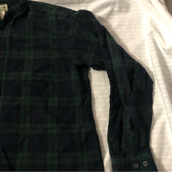 LL Bean Mens Blue & Green Plaid Flannel Long Sleeve Button Down Shirt Size L - Picture 3 of 5